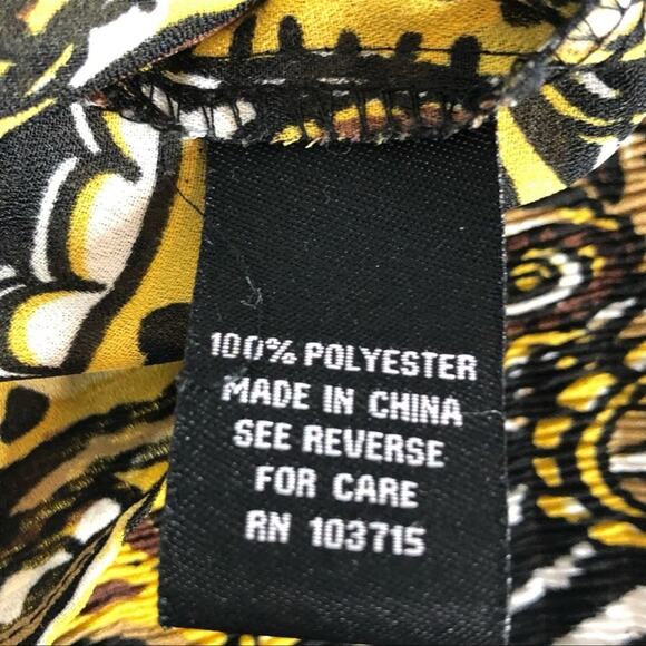 Sharagano Retro Crinkle Babydoll Blouse Brown Tan Textured Size Large - Picture 8 of 14